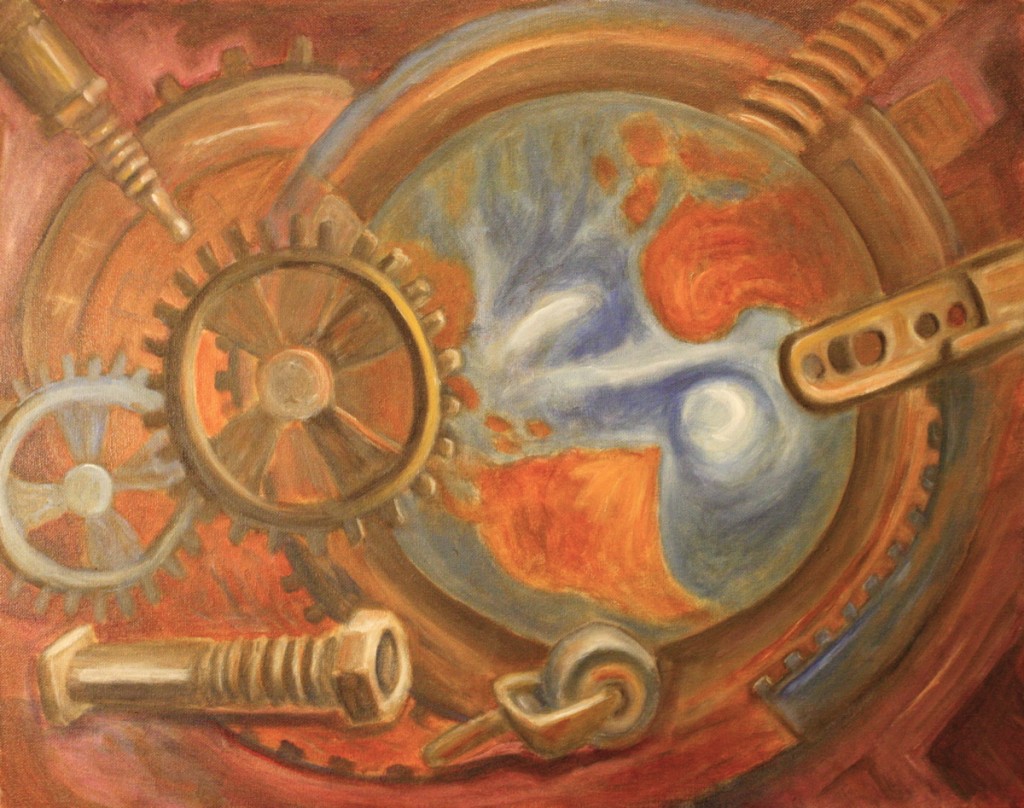 "Cogs and Threads" fine art painting by Jason Campbell - acrylic on canvas