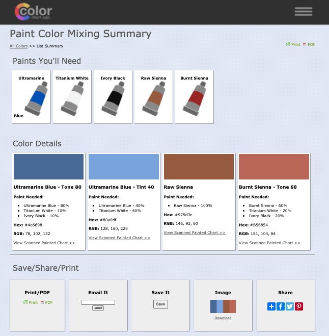Color Chart App Screenshot